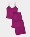 Olivia Von Halle Bliss Wide-leg Silk Satin Cami Pajama Set In Purple
