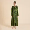 Olivia Von Halle Capability Cosmos Green Leopard Robe In Green