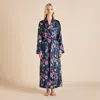 Olivia Von Halle Capability Madison Navy Floral Robe In Navy Blue
