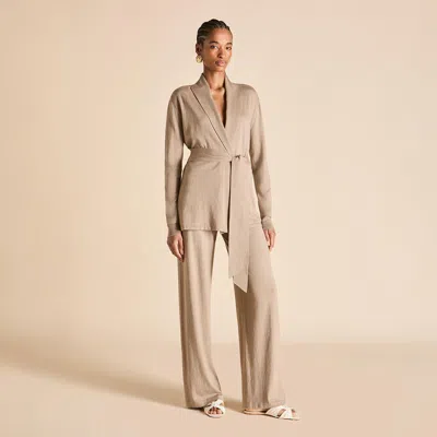 Olivia Von Halle Caro Dallas Beige Tracksuit In Animal Print