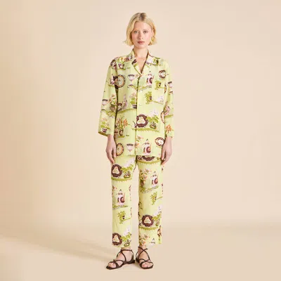 Olivia Von Halle Casablanca Aulenti Green Plate Pajamas