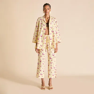 Olivia Von Halle Casablanca Helios Yellow Seashell Pajamas