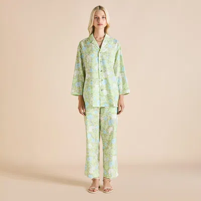 Olivia Von Halle Casablanca Hester Green Floral Pajamas