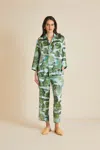 Olivia Von Halle Casablanca Hyde Park Green Pyjamas In Silk Satin