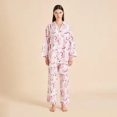 Olivia Von Halle Casablanca Plume Pink Feather Pajamas In Purple