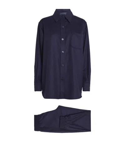 Olivia Von Halle Cashmere Radziwill Loungewear Set In Navy