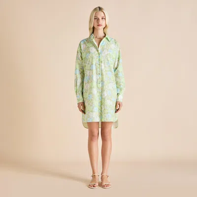 Olivia Von Halle Celeste Hester Green Floral Nightshirt
