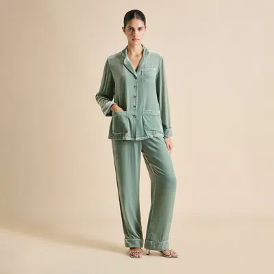Olivia Von Halle Coco Ash Green Pajamas | ModeSens