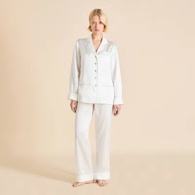 Olivia Von Halle Coco Ivory Powder Blue Pajamas In White
