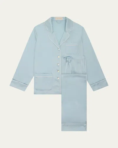 Olivia Von Halle Coco Solid Silk Satin Pajama Set In Brown