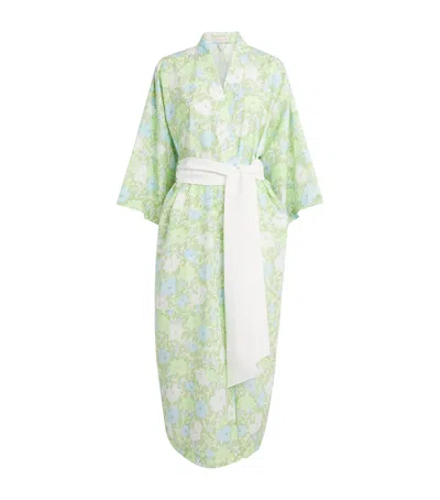 Olivia Von Halle Cotton-silk Hester Amaya Robe In Green