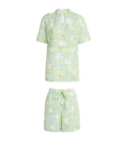 Olivia Von Halle Cotton-silk Hester Emeli Pyjama Set In Green