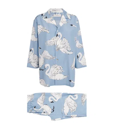 Olivia Von Halle Cotton-silk Casablanca Laia Pyjama Set In Blue