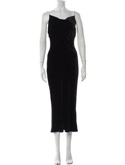 Pre-owned Olivia Von Halle Cowl Neck Long Dress In Black