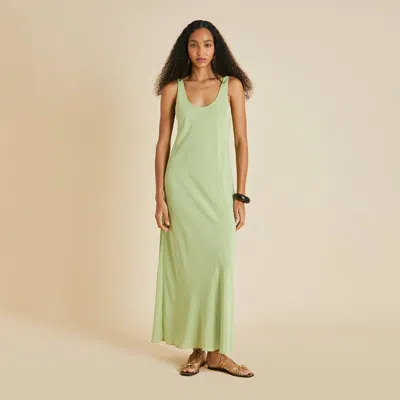 Olivia Von Halle Dali Green Slip Dress