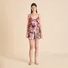 Olivia Von Halle Elle Moulin Red Floral Camisole Set In Multi