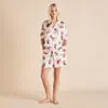 Olivia Von Halle Emeli Blythe Ivory Strawberry Pajamas In Ivory