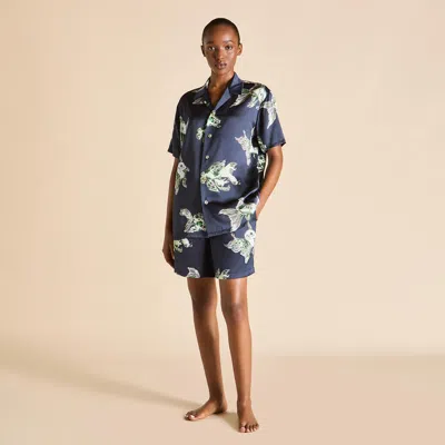 Olivia Von Halle Emeli Caspian Navy Goldfish Pajamas