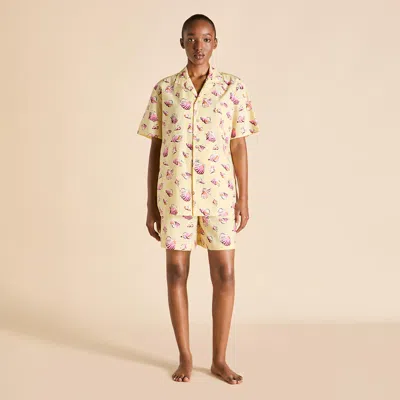 Olivia Von Halle Emeli Helios Yellow Seashell Pajamas