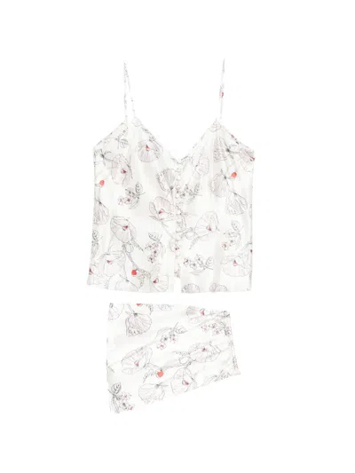 Olivia Von Halle Etta Floral-print Pajamas In Neutral