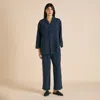 OLIVIA VON HALLE FIFI NAVY FRILLED PAJAMAS