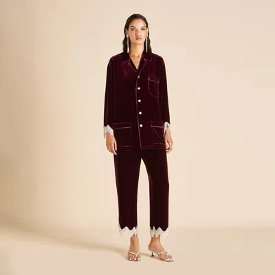 Olivia Von Halle Fifi Victoria Red Crystal Fringe Pajamas