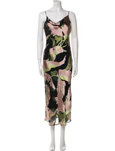 Pre-owned Olivia Von Halle Floral Print Midi Length Dress In Multi