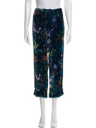 Pre-owned Olivia Von Halle Floral Print Pajamas In Blue