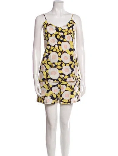 Pre-owned Olivia Von Halle Floral Print Short Set W/ Tags In White