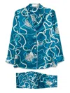 Olivia Von Halle Graphic-print Silk Pajamas In Blue