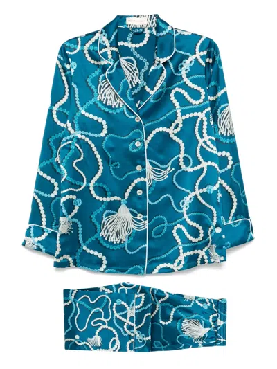 Olivia Von Halle Graphic-print Silk Pajamas
