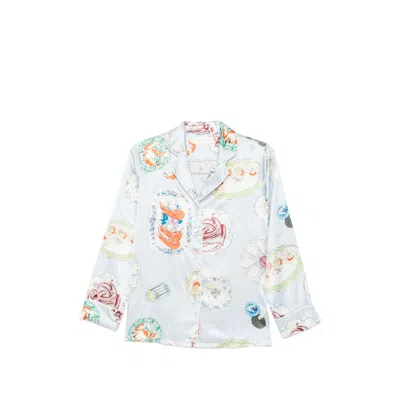 Olivia Von Halle Graphic-print Silk Pajamas In Multi
