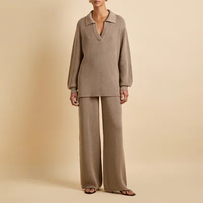 Olivia Von Halle Hutton Dallas Beige Knitwear