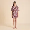 Olivia Von Halle Ingo Boudoir Maroon Feather Pajamas In Multi