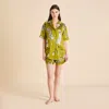 Olivia Von Halle Ingo Chanson Green Leopard Pajamas In Green