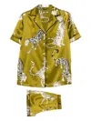 Olivia Von Halle Ingo Chanson Printed Pyjama (set Of Two) In Green