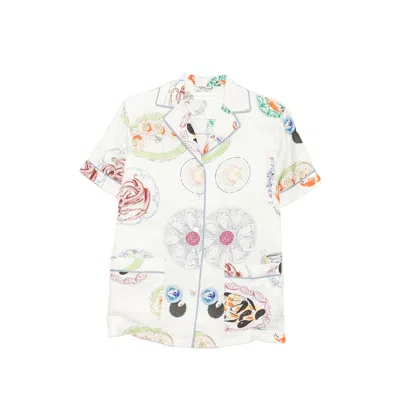 Olivia Von Halle Ingo Cordoba Seafood-print Pajamas In White