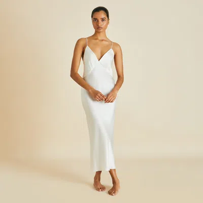 Olivia Von Halle Issa Ivory Slip Dress