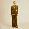 Olivia Von Halle Jagger August Gold Embellished Pajamas In Gold
