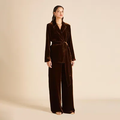 Olivia Von Halle Jagger Walnut Brown Pajamas