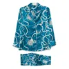 Olivia Von Halle Graphic-print Silk Pajamas In Blue