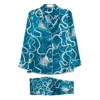 Olivia Von Halle Graphic-print Silk Pajamas In Blue