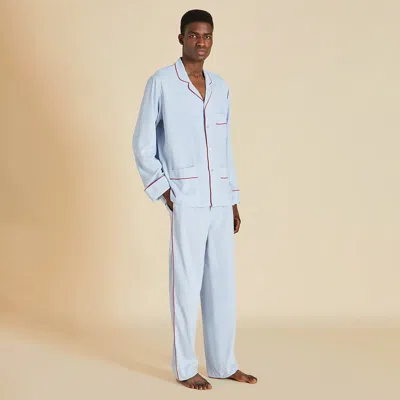 Olivia Von Halle Laurent Cerulean Blue Pajamas