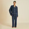 Olivia Von Halle Laurent Navy Pajamas In Navy Blue