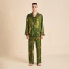 Olivia Von Halle Laurent Nyra Green Leopard Pajamas In Green