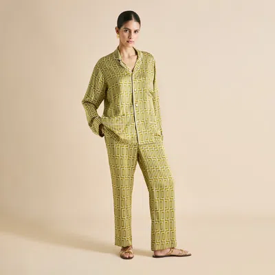 Olivia Von Halle Laurent Ruhlmann Gold Geometric Pajamas