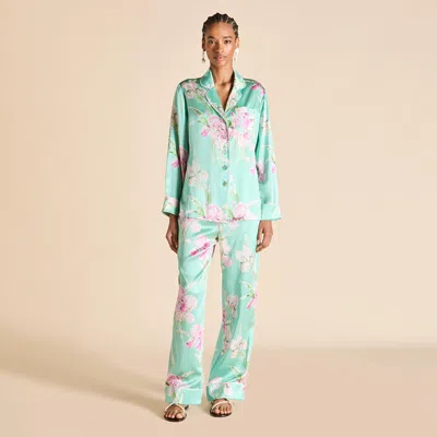 Olivia Von Halle Lila Abalone Turquoise Floral Pajamas