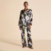 Olivia Von Halle Lila Athena Black Floral Pyjamas In Silk Satin