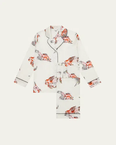 Olivia Von Halle Lila Cora Fish-print Silk Pajama Set