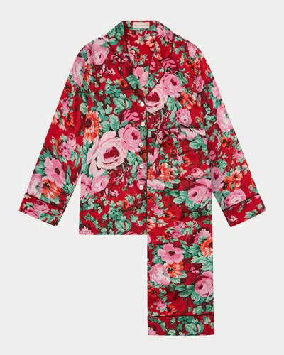 Olivia Von Halle Lila Floral-print Silk Satin Pajama Set In Multi